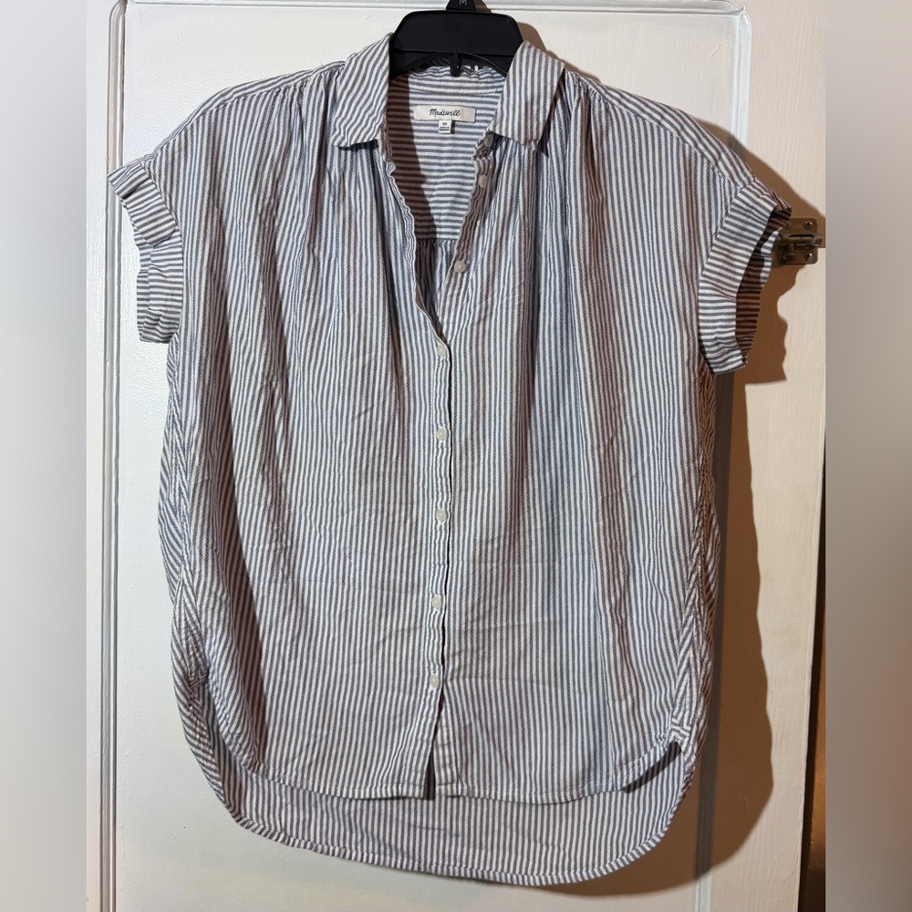 Madewell Striped Button-Up Top - Black and White